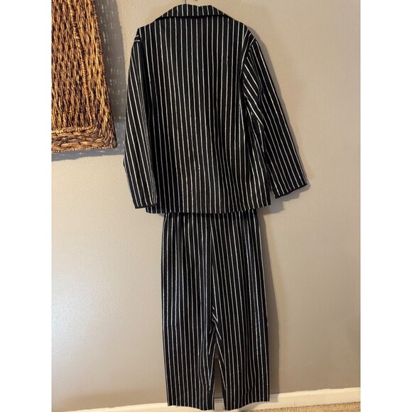Sleeper Black Silver Stripe Womens Medium M Luxury Cotton Pajama Set $420 - Picture 16 of 16